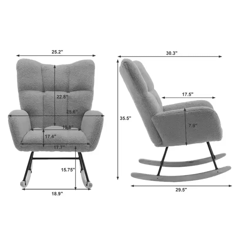 Fauteuil à bascule pour chambre d'enfant, planeur rembourré avec dossier haut, fauteuil de lecture d'appoint, fauteuil confortable, fauteuil inclinable pour chambre à coucher ou salon