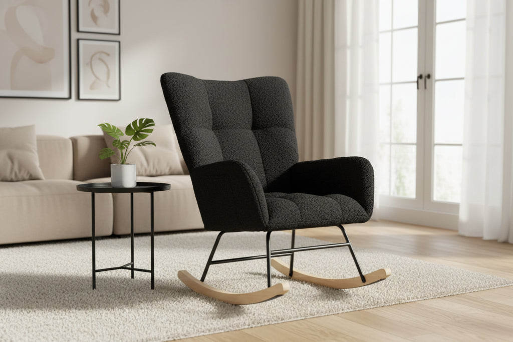Fauteuil à bascule pour chambre d'enfant, planeur rembourré avec dossier haut, fauteuil de lecture d'appoint, fauteuil confortable, fauteuil inclinable pour chambre à coucher ou salon