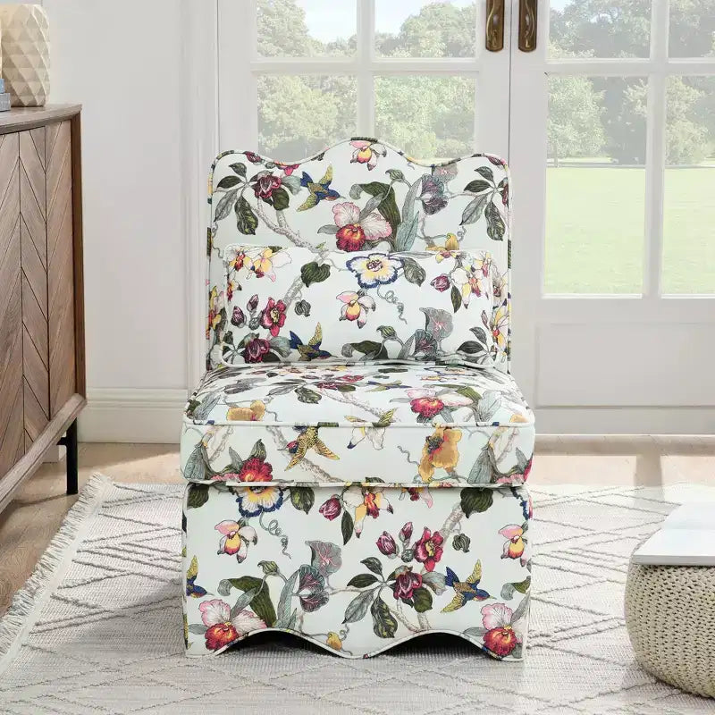 Chaise de salle à manger individuelle en flanelle avec coussin d'assise et dossier moelleux, sans accoudoirs, l'oreiller assorti peut être utilisé comme coussin lombaire