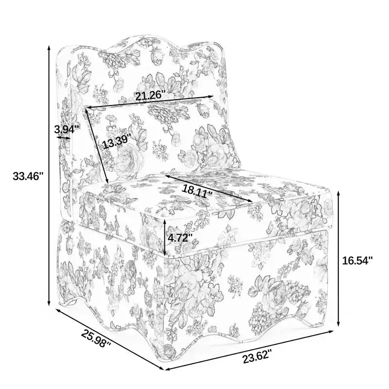 Chaise de salle à manger individuelle en flanelle avec coussin d'assise et dossier moelleux, sans accoudoirs, l'oreiller assorti peut être utilisé comme coussin lombaire