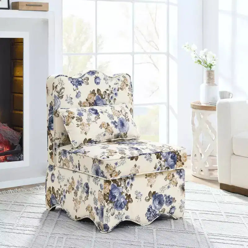 Chaise de salle à manger individuelle en flanelle avec coussin d'assise et dossier moelleux, sans accoudoirs, l'oreiller assorti peut être utilisé comme coussin lombaire