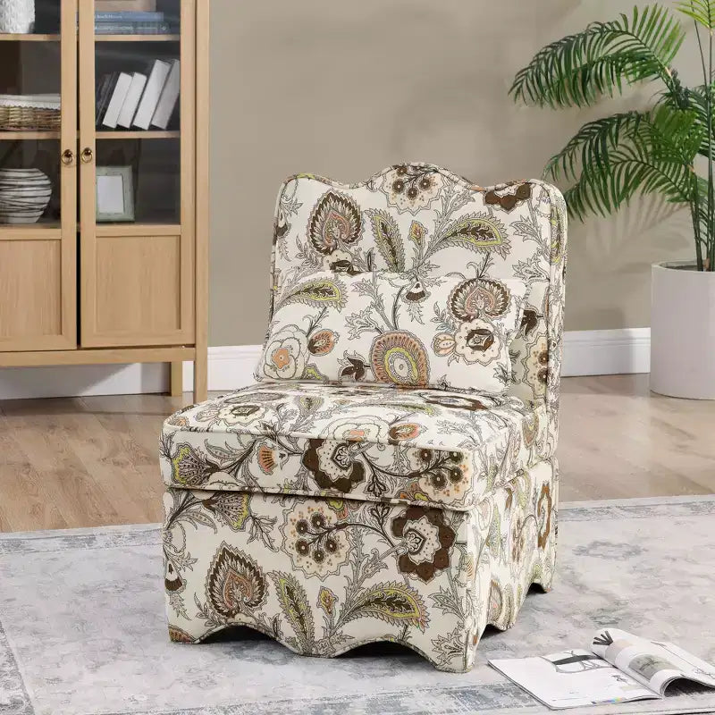 Chaise de salle à manger individuelle en flanelle avec coussin d'assise et dossier moelleux, sans accoudoirs, l'oreiller assorti peut être utilisé comme coussin lombaire