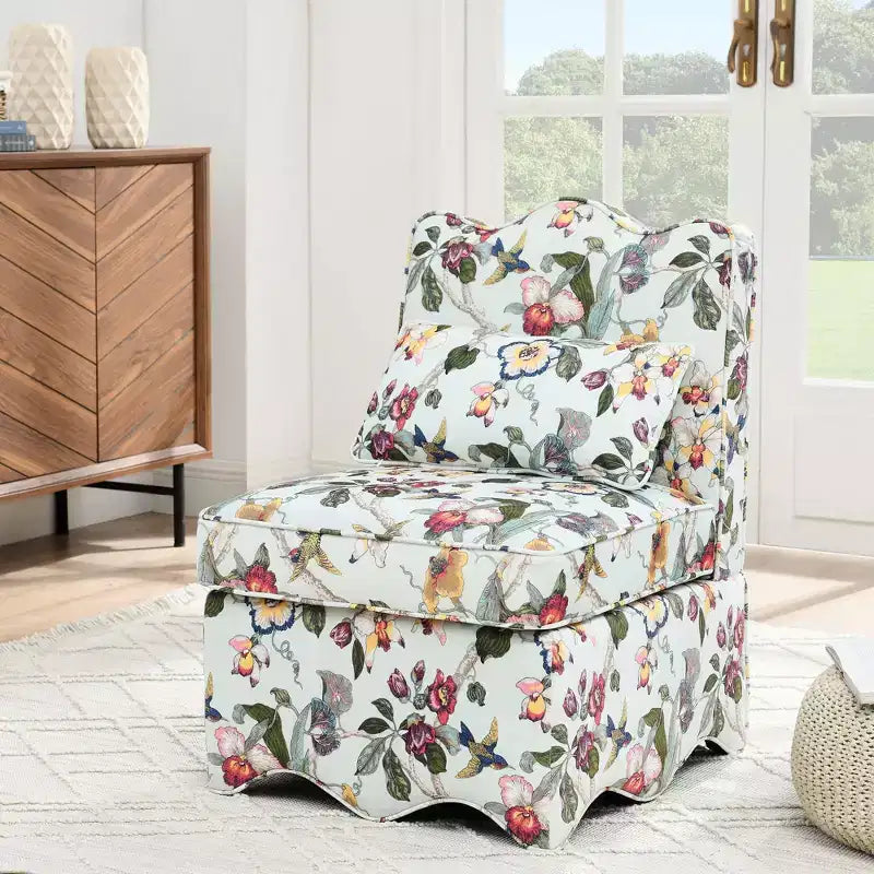 Chaise de salle à manger individuelle en flanelle avec coussin d'assise et dossier moelleux, sans accoudoirs, l'oreiller assorti peut être utilisé comme coussin lombaire