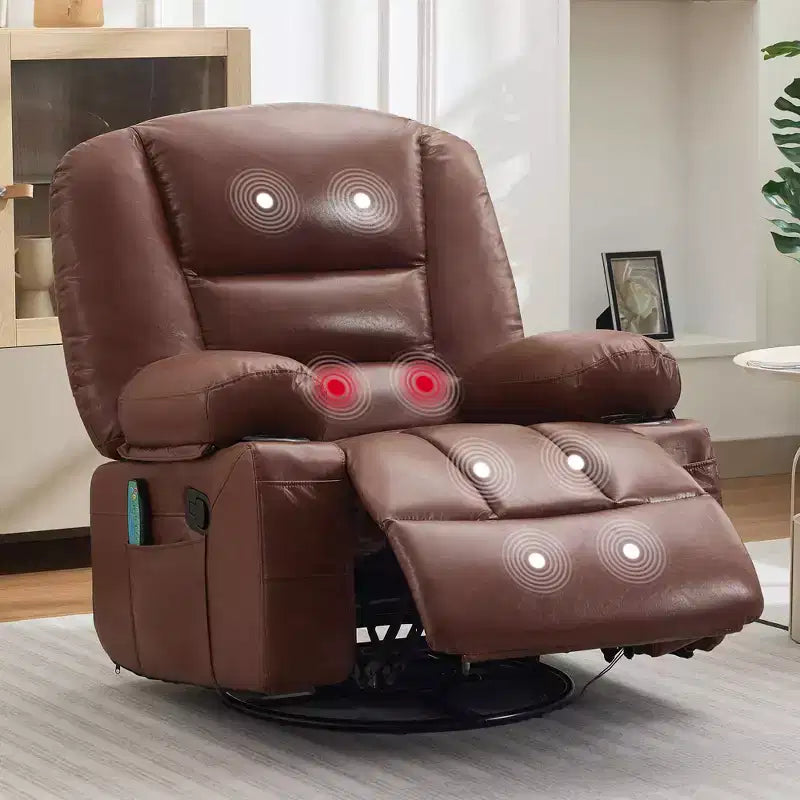Fauteuil inclinable à bascule avec massage et chauffage, pivotant à 360°, extra large, chenille ou PU, pour salon et chambre à coucher