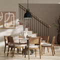 Chaises de salle à manger en bois et similicuir marron clair