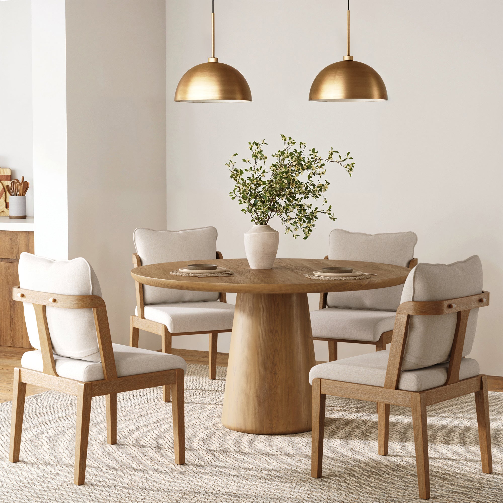 Chaise de salle à manger scandinave avec dossier Marron clair