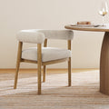 Chaise de salle à manger moderne, dossier incurvé, rembourrée, lin/marron clair