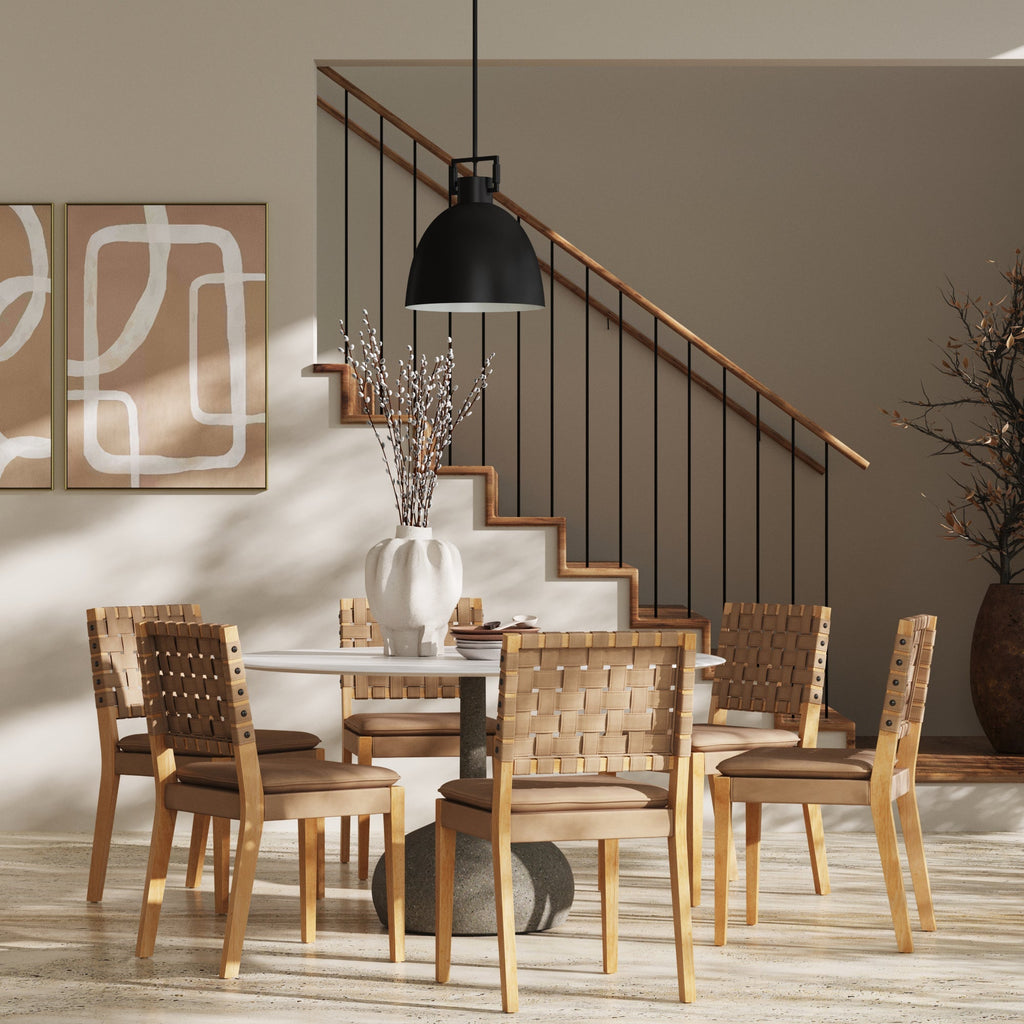 Chaise de salle à manger en faux daim marron clair