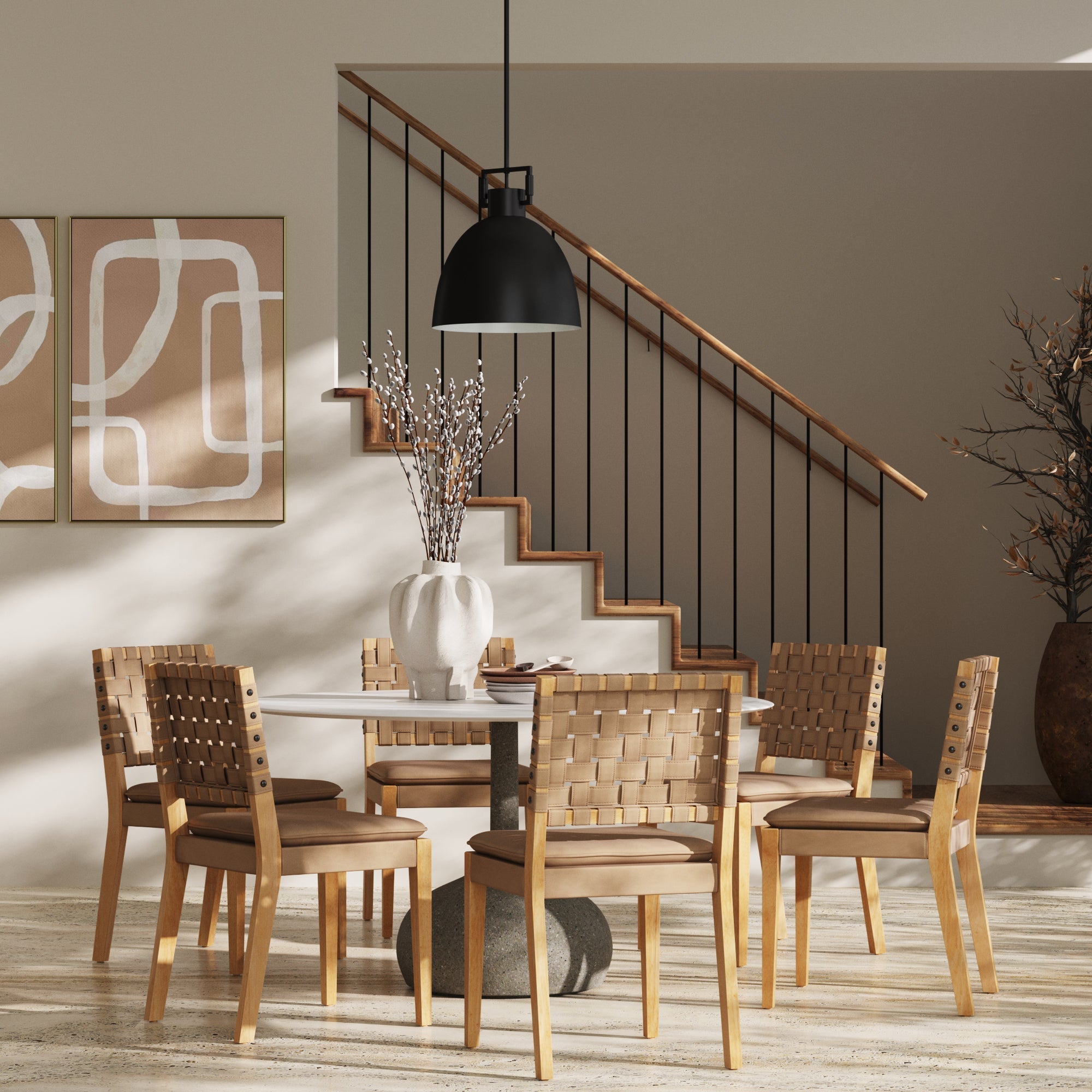 Chaise de salle à manger en faux daim marron clair