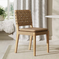 Chaise de salle à manger en similicuir suédé tissé marron clair