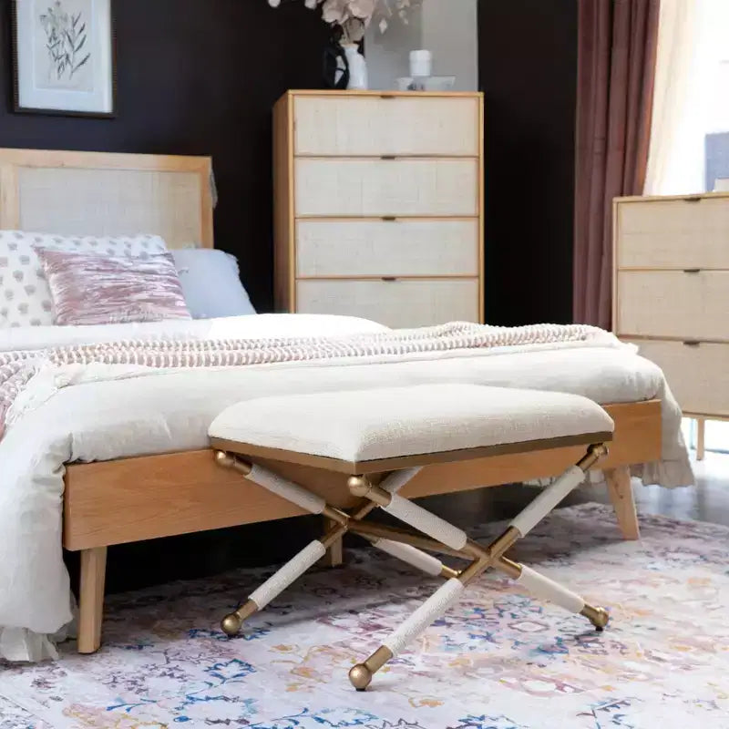 Tabouret d'appoint Ashburn Campagne lin doré
