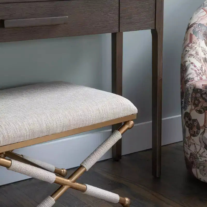 Tabouret d'appoint Ashburn Campagne lin doré