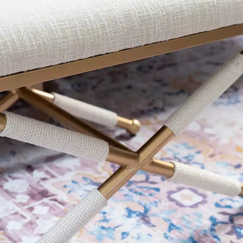Tabouret d'appoint Ashburn Campagne lin doré