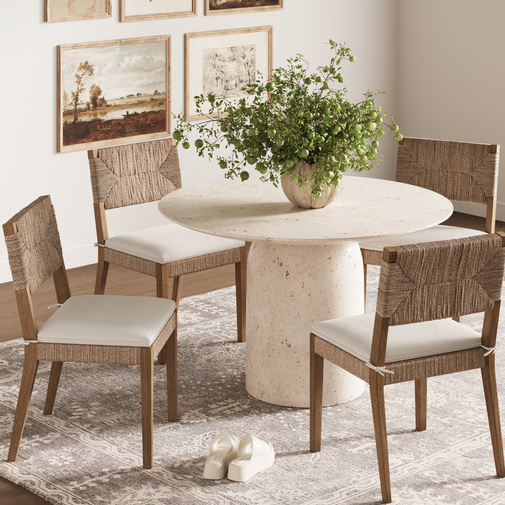Chaise de salle à manger Boucle et jonc de mer marron clair