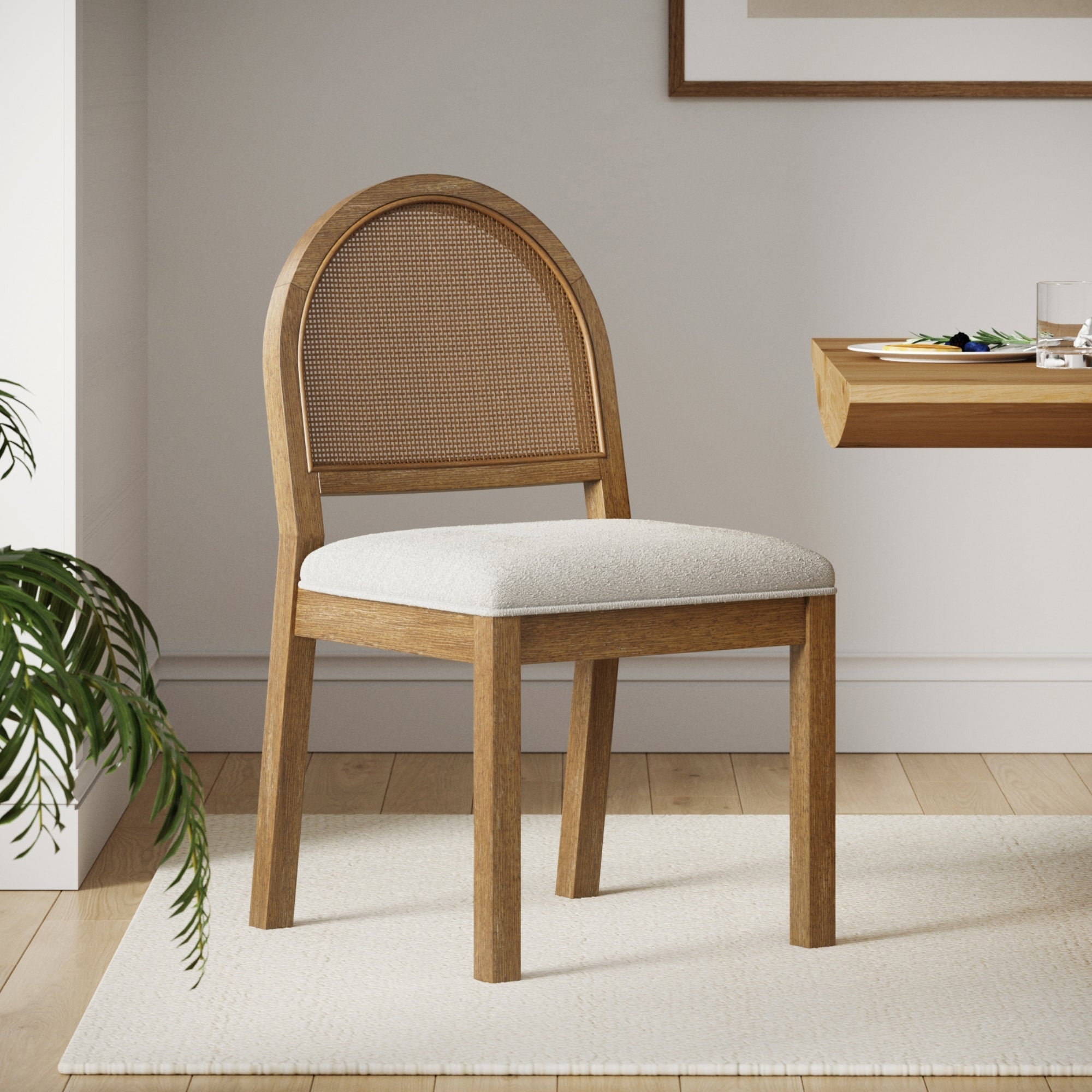 Chaise de salle à manger  et rotin marron clair