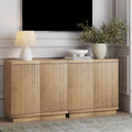 Meuble TV cannelé Mid-Century Modern Marron clair (pour téléviseurs jusqu'à 65 pouces)