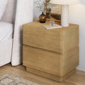 Table de Chevet Moderne en Bois à 2 Tiroirs avec Bords Arrondis Marron Clair