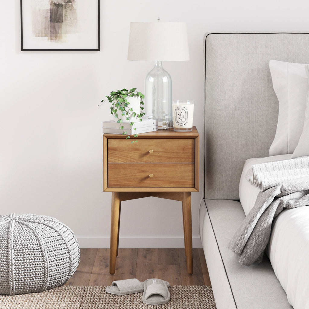 Table de chevet en bois d'acacia de style Mid-Century