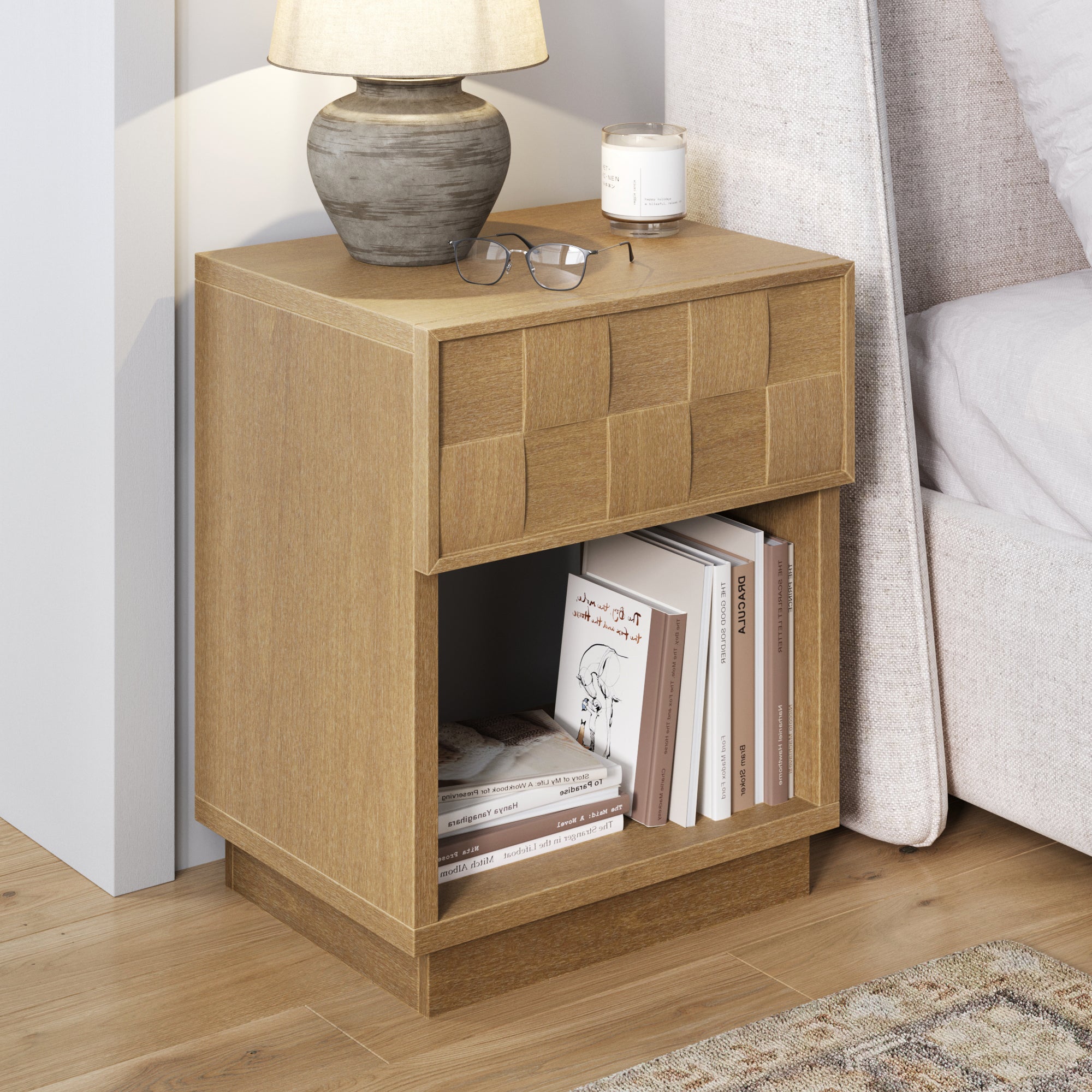 Table de chevet moderne Mid-Century avec 1 tiroir