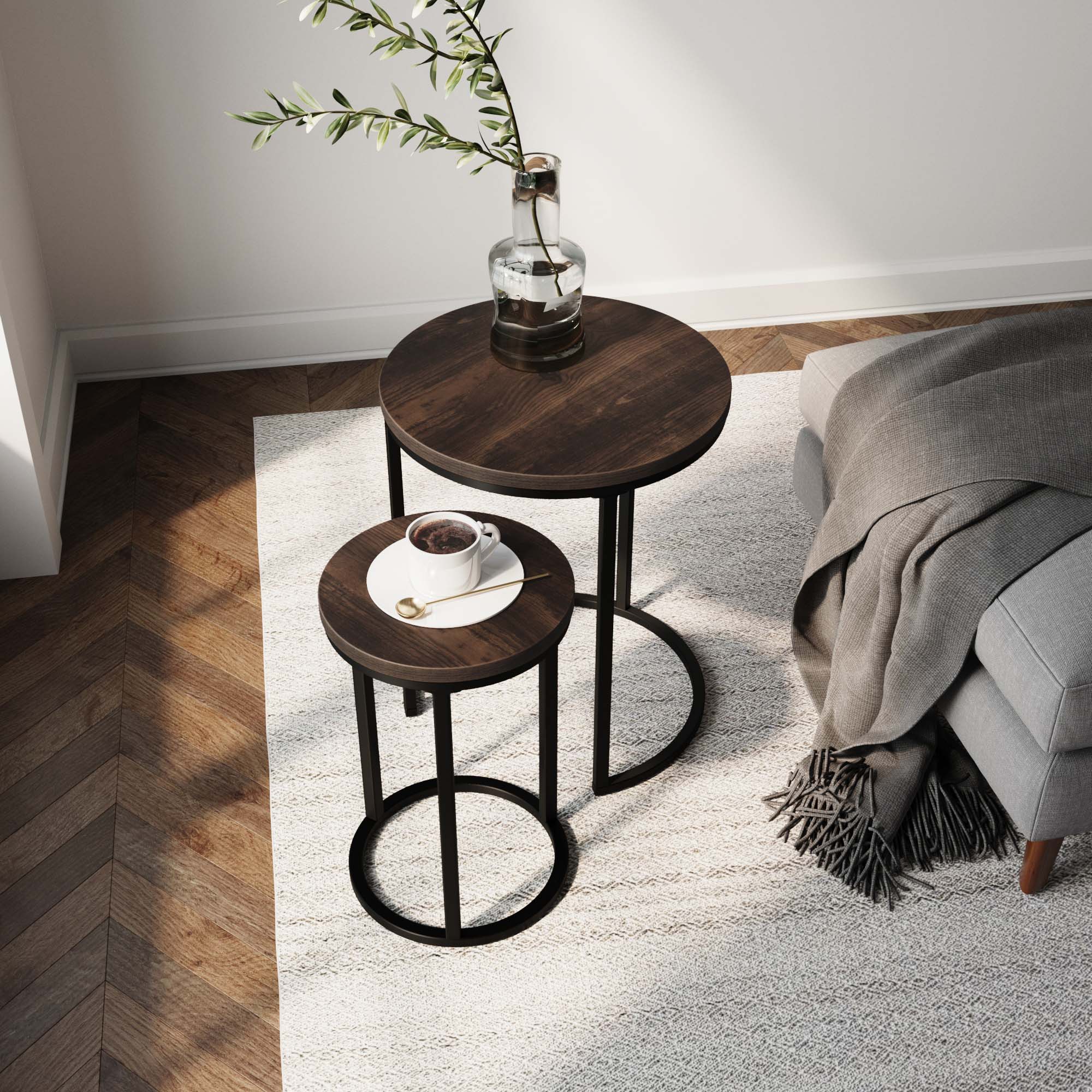 Tables gigognes rondes Noix de muscade