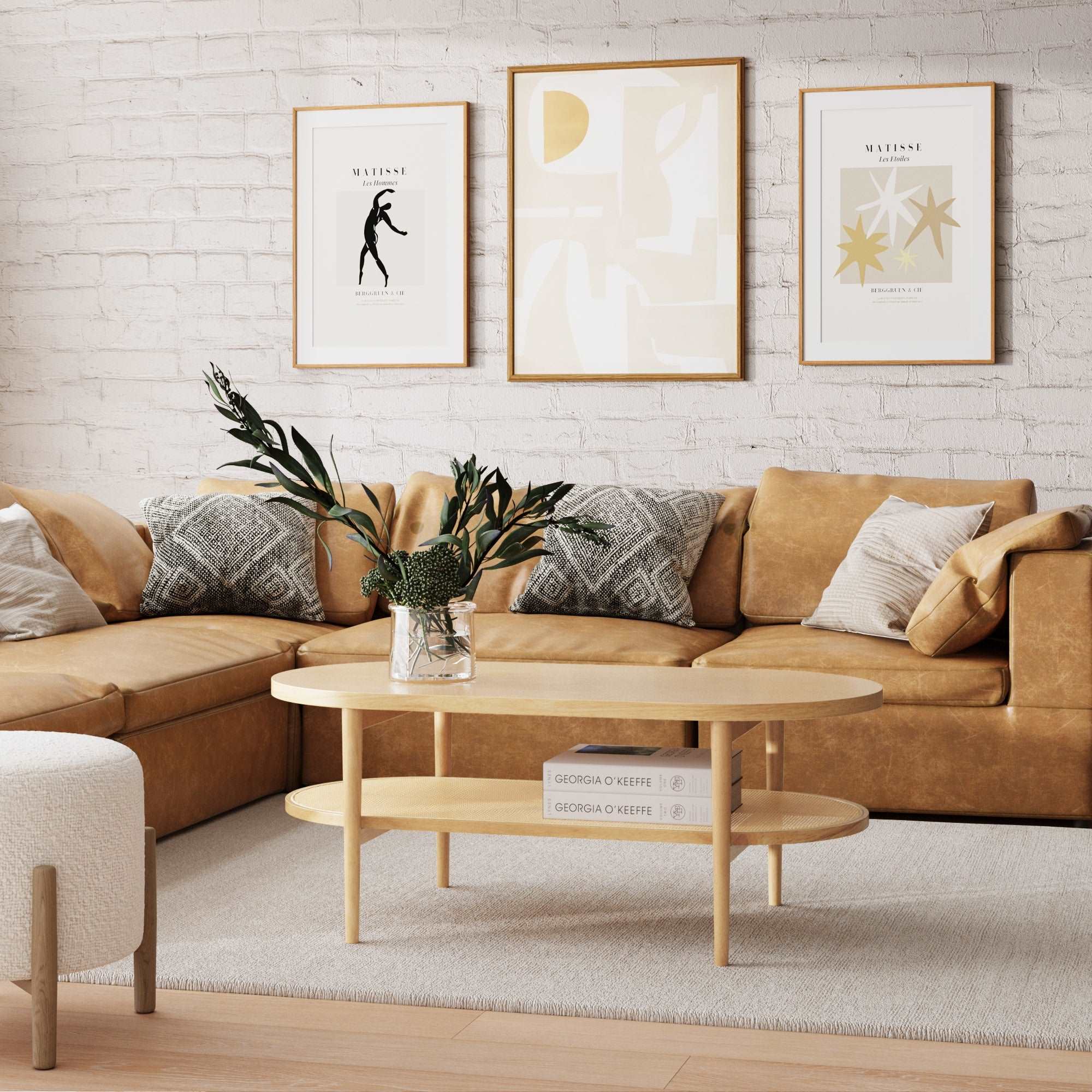 Table Basse Ovale Bois & Rotin Pin Chaleureux