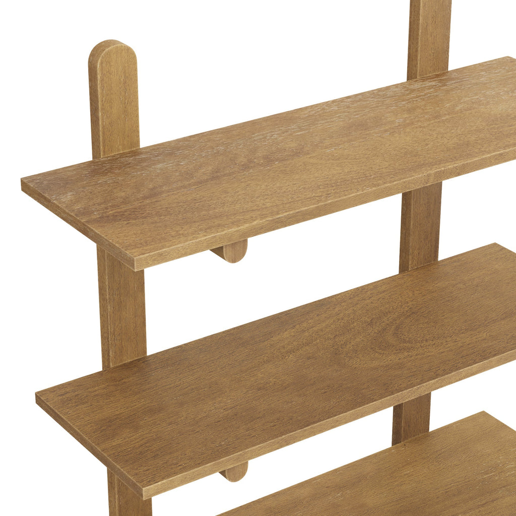 Étagère murale à 3 niveaux en bois brun clair, style Mid-Century Modern