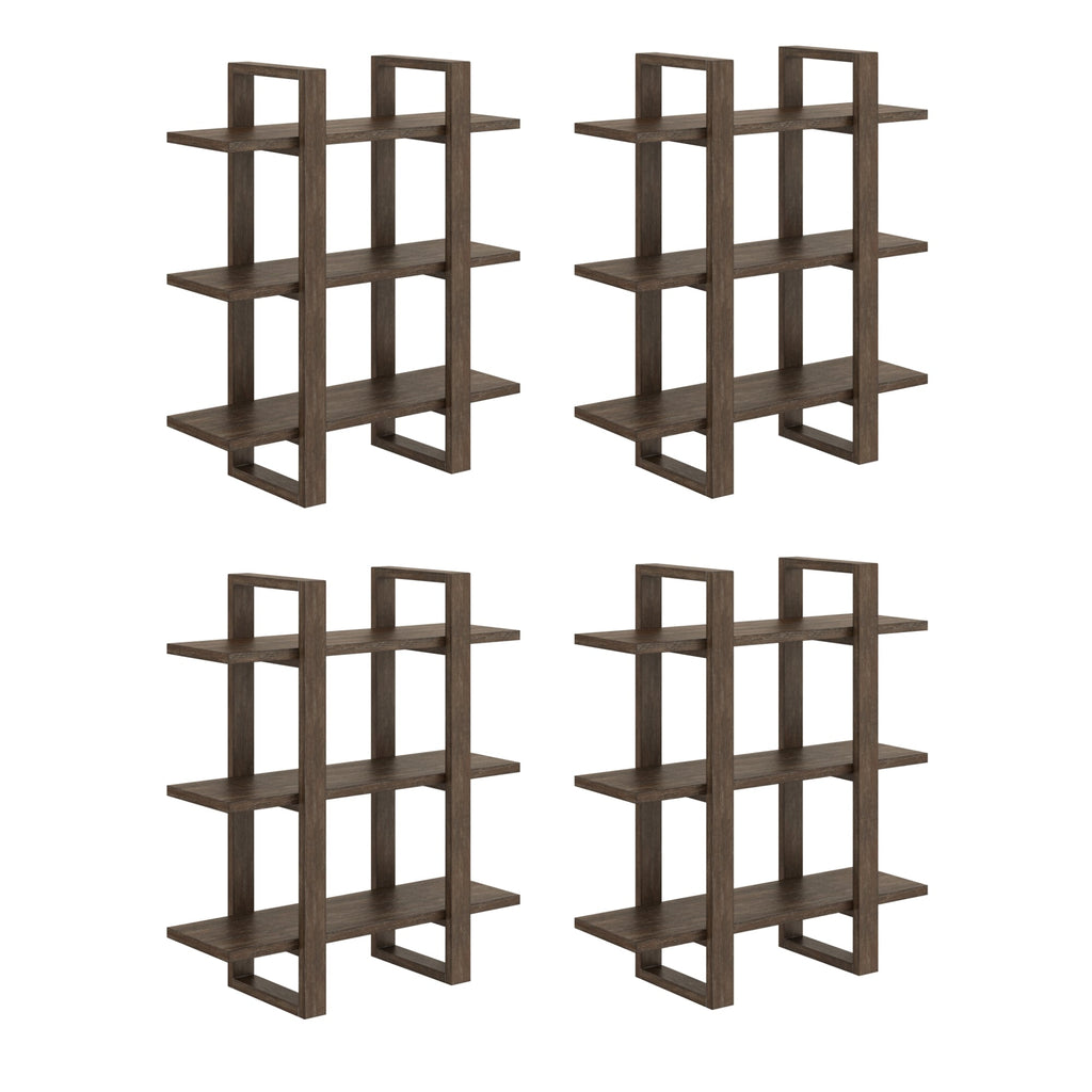 Étagères Murales en Bois Massif Marron Foncé (Lot de 4)