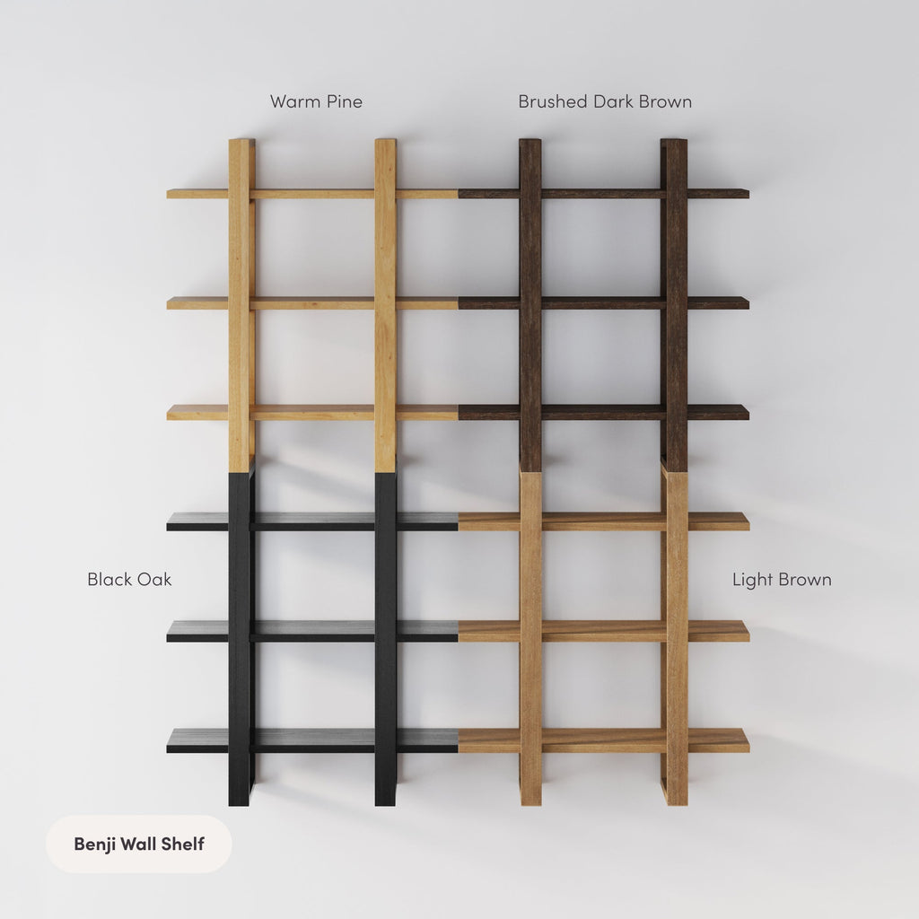 Étagère murale flottante modulaire en bois massif marron clair