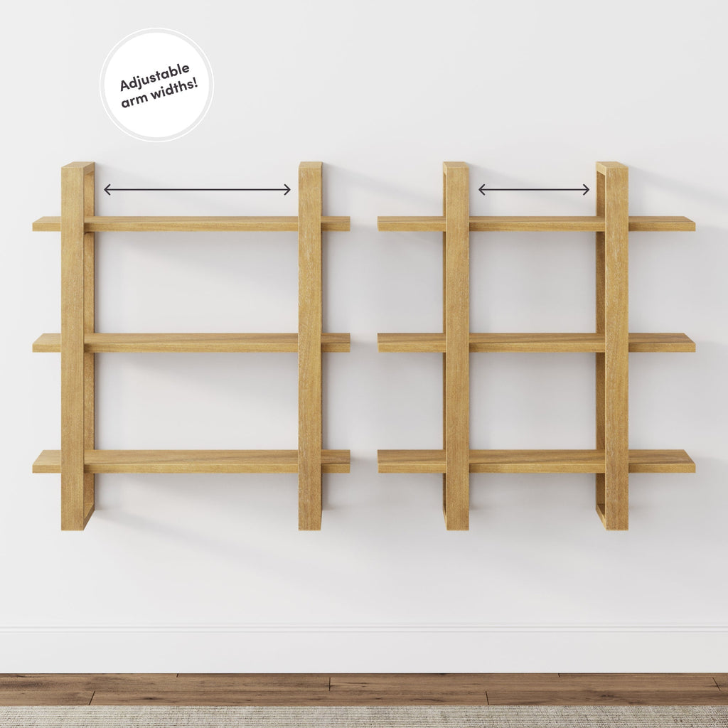 Étagère murale flottante modulaire en bois massif marron clair