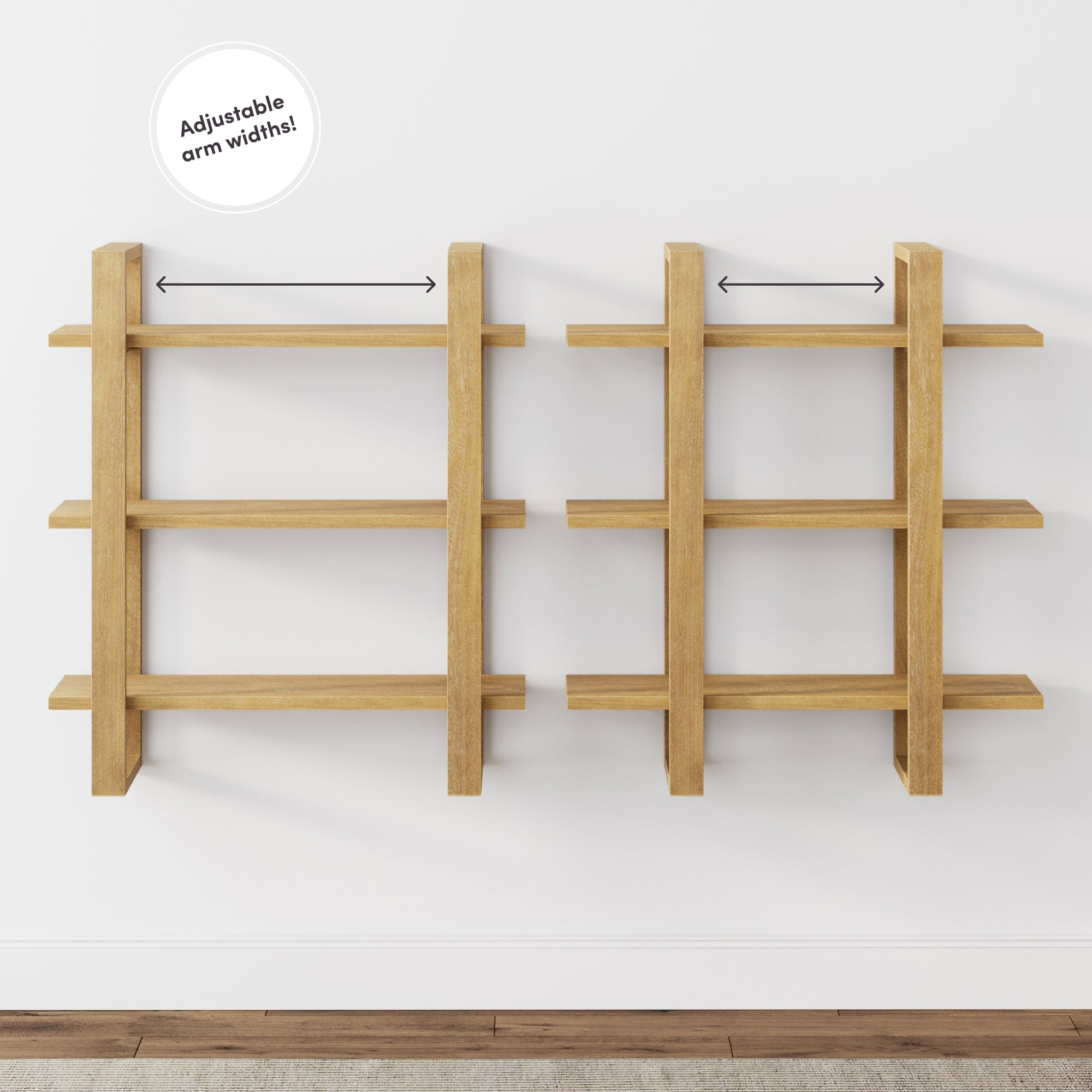 Étagère murale flottante modulaire en bois massif marron clair
