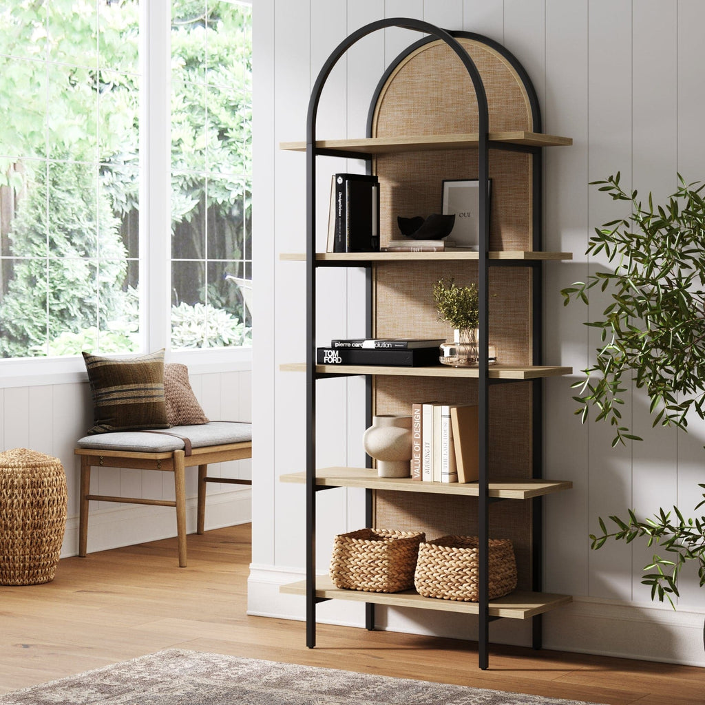 Étagère Arche Bohème en Rotin et Bois