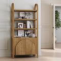 Étagère bibliothèque avec portes et arches style Mid-Century marron clair