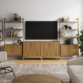 Meuble TV d'appoint mi-siècle marron clair (2 meubles de rangement)
