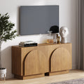 Meuble TV en bois cintré pour téléviseurs jusqu'à 65 pouces, marron clair