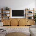 Meuble TV cintré brun clair de style Mid-Century