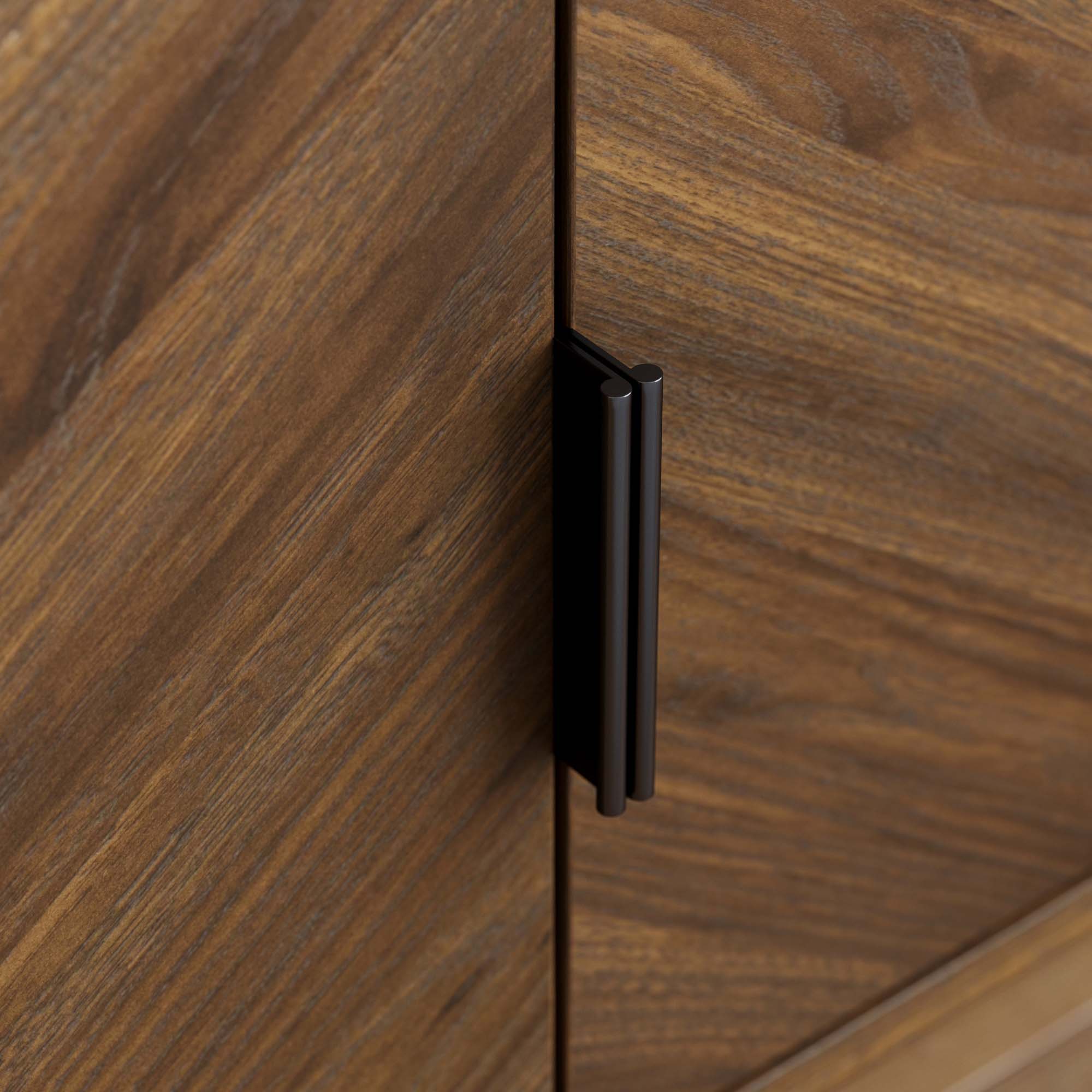 Meuble TV en bois à chevrons Noyer