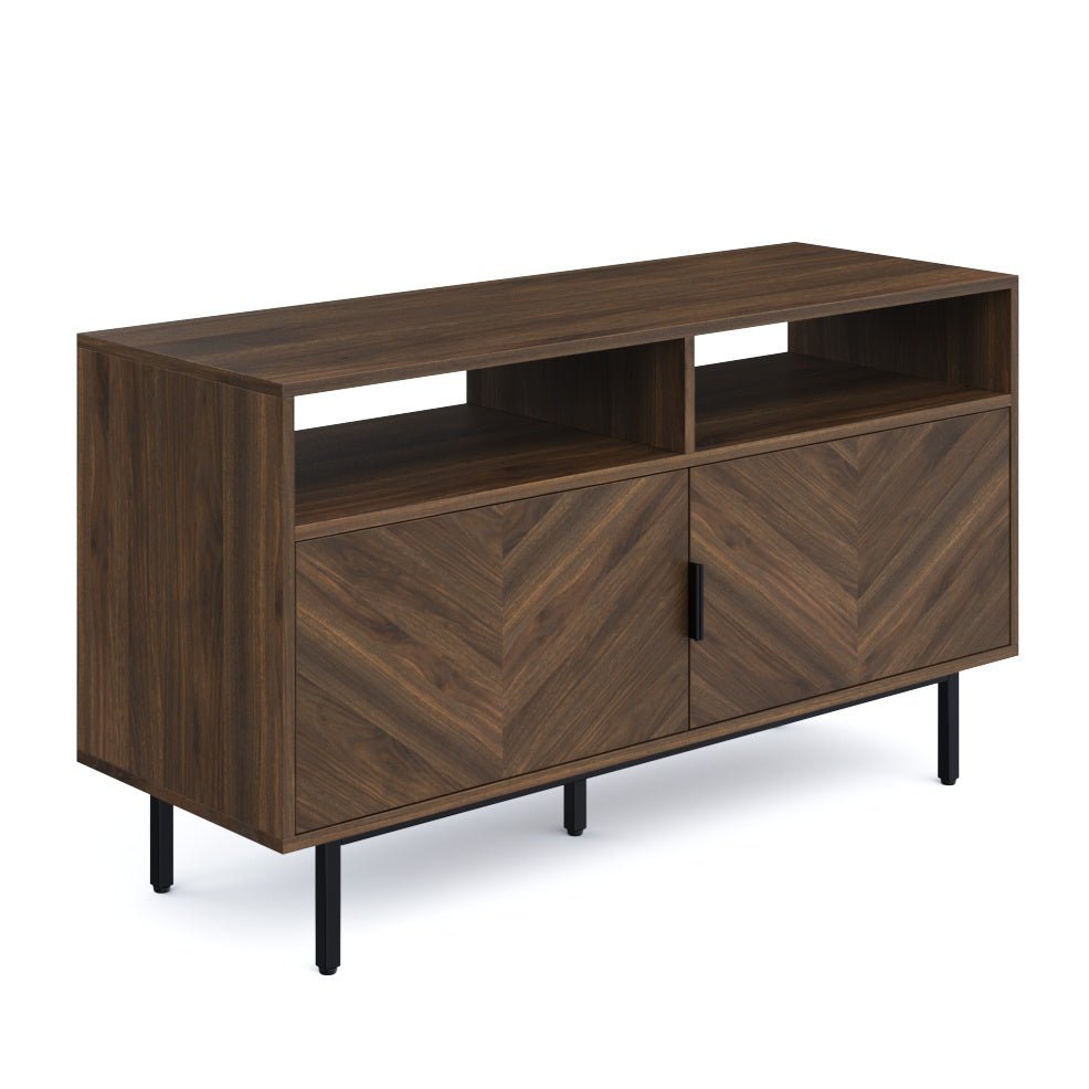 Meuble TV en bois à chevrons Noyer