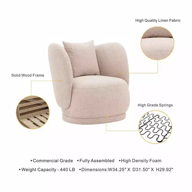 Fauteuil d'appoint contemporain Siri en lin avec coussins
